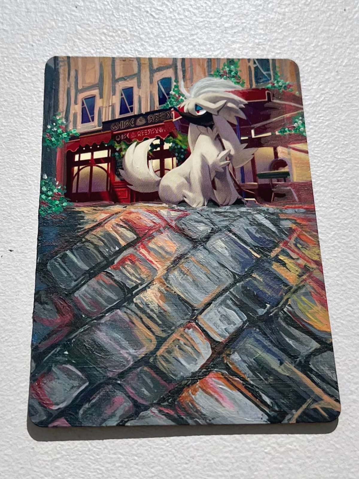 Furfrou, acrylic on Pokémon card, 2026
